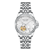 REEF TIGER RGA1583 Skeleton Flywheel Automatic Mechanical Watch For Women - Luxury Diamond Dial Woman Watches
